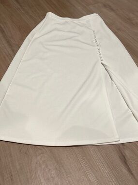 Express White Maxi Skirt with Side Button Detail